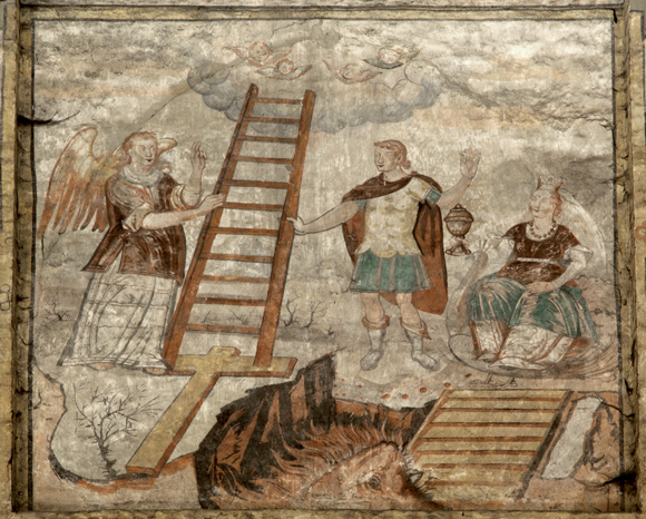 Drabina do Nieba, malowidło ścienne, ok. 1643 r., z kościoła p.w. św. Tomasza w Nowym Mieście Lubawskim