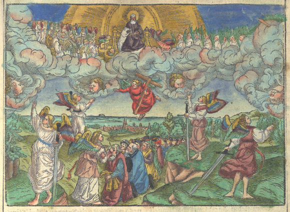 Wizja zbawionych, ilustracja do Apokalipsy św. Jana z druku: Biblia to iest Kxięgi Stharego y Nowego Zakonu… Kraków 1561 Biblioteka Wyższego Seminarium Duchownego Metropolii Warmińskiej „Hosianum” w Olsztynie