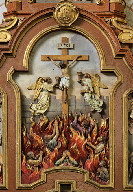 Ukrzyżowanie – centralna scena ołtarza z kościoła p.w. św. Jana Chrzciciela w Jonkowie, koniec XIX w.