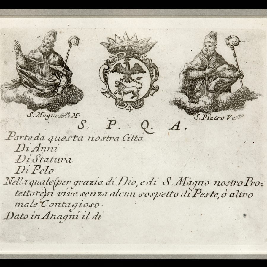 Paszport zarazowy, Włochy, XVIII wiek, zbiory prywatne Emila Przepiórskiego, Warszawa