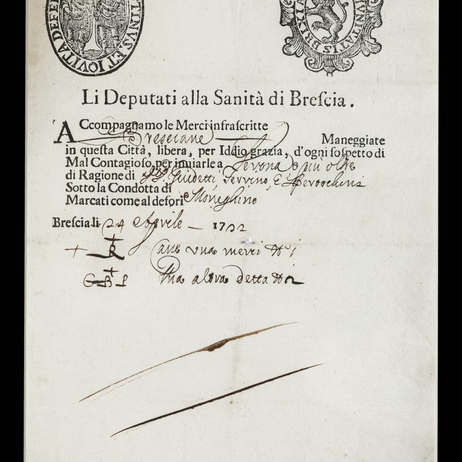 Paszport zarazowy, Włochy, XVIII wiek, zbiory prywatne Emila Przepiórskiego, Warszawa