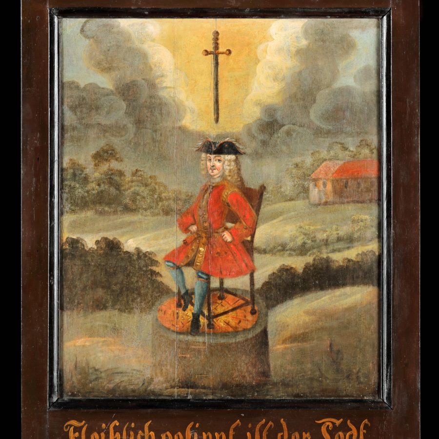 Alegoria przemijania, XVIII w., pierwotnie kościół ewangelicki pw. Św. Jerzego w Pasłęku Kościół ewangelicko-augsburski pw. Św. Jerzego, Pasłęk