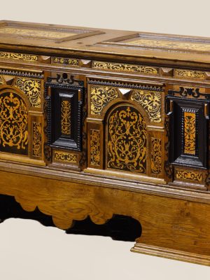 Skrzynia intarsjowana, warsztat Mateusza Gletgera, Braniewo, 1677 r. Bazylika Archikatedralna we Fromborku