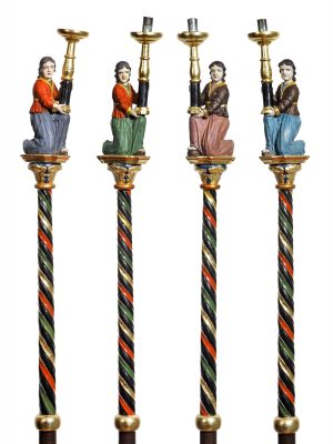 Świeczniki procesyjne z figurami aniołów, XVIII wiek Kościół p. w. św. Jana Chrzciciela, Jonkowo