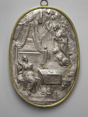 Plakieta ze sceną Zwiastowania, Johan Christian Geese, ok. 1720 r. Kuria Metropolitalna Archidiecezji Warmińskiej, Olsztyn