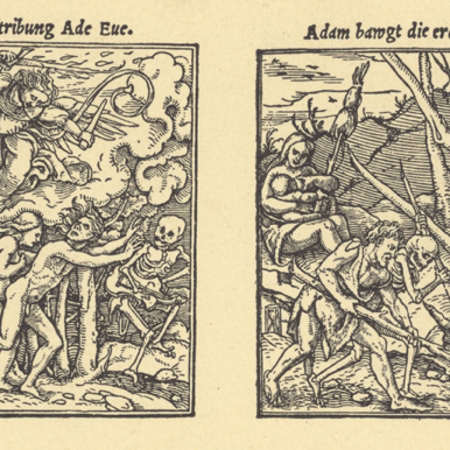 Taniec Śmierci, XIX-wieczna reprodukcja drzeworytu Hansa Holbeina, „Totentanz” z XVI w. Muzeum Mikołaja Kopernika we Fromborku