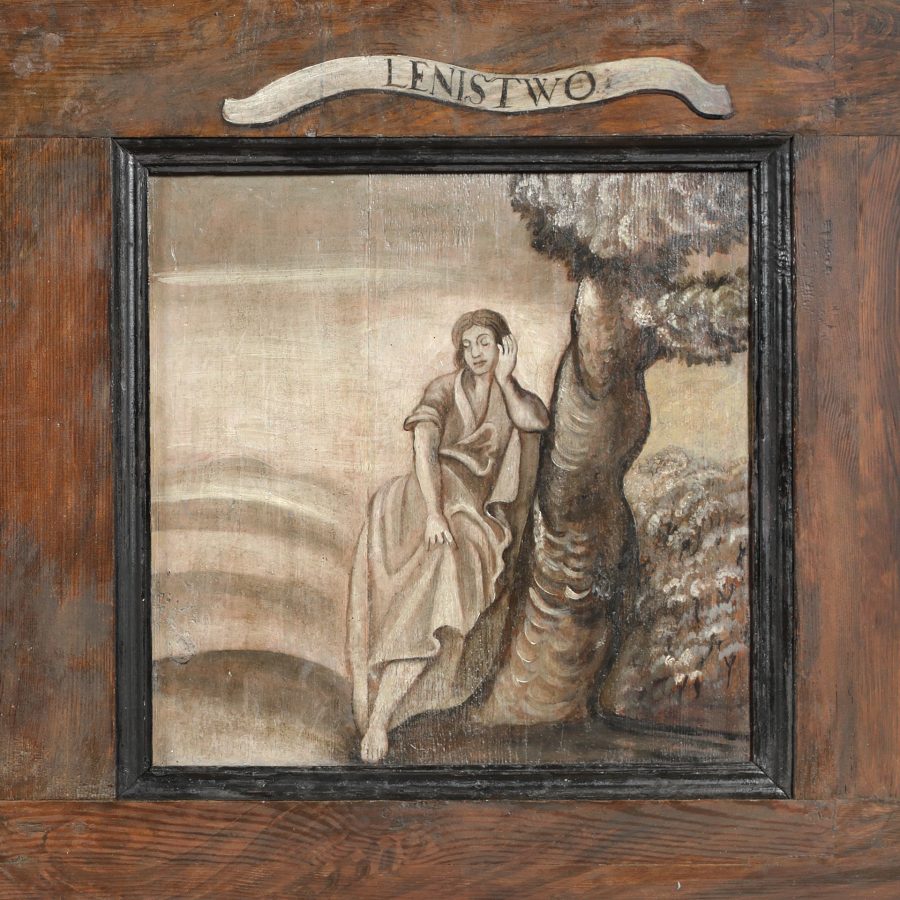 Lenistwo, kwatera tablicy z Alegoriami Grzechów Głównych, XVII wiek, kościół pw. św. Barbary, Rumian, fot. Bożena i Lech Okońscy