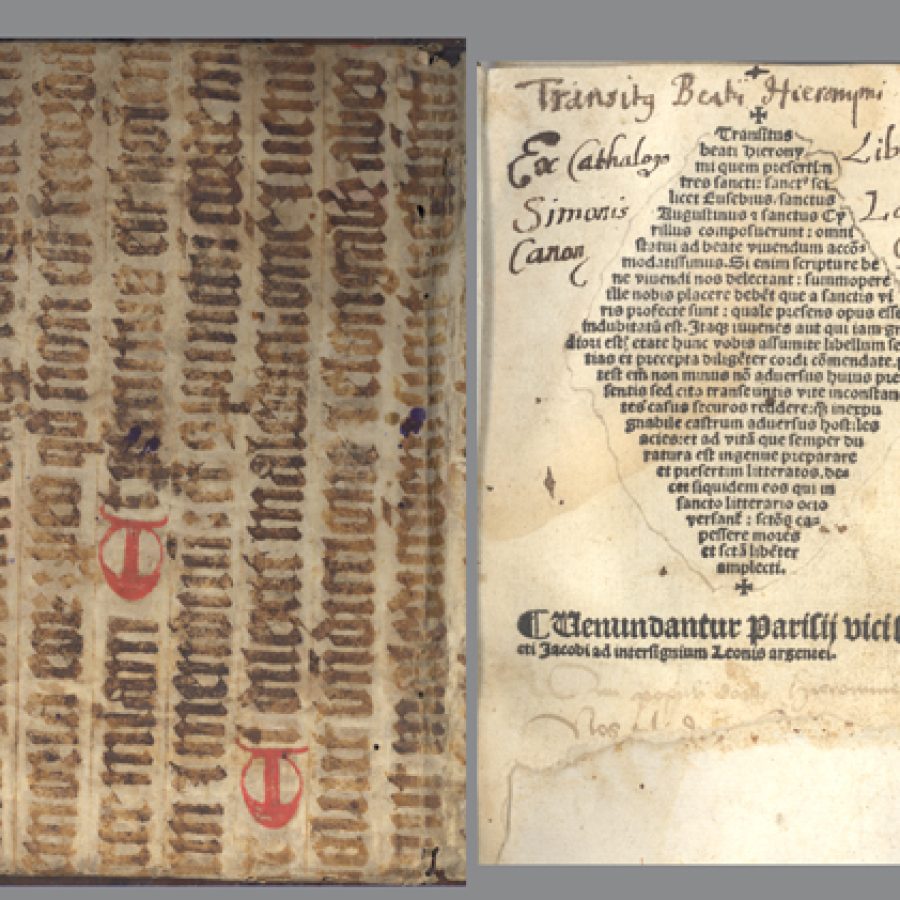 Pseudo-Eusebius Cremonensis, Epistola de morte Hieronymi, -Pseudo-Augustinus, Epistola de vita Hieronymi, – Pseudo-Cyrillus, Epistola de miraculis Hieronymi, – Vita sancti Hieronymi, Paris, Jean Petit, s.a. (Zbiory Biblioteki Wyższego Seminarium Duchownego „Hosianum” w Olsztynie)