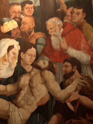 Fragment obrazu Opłakiwanie Chrystusa, z portretem kardynała Stanisława Hozjusza, Królewiec(?), poł. XVI w.,
Kościół p.w. św. Katarzyny, Braniewo