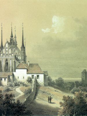 Frombork, widok od strony wschodniej z: Quast F.,Denkmale der Baukunst im Ermeland. Berlin 1852.