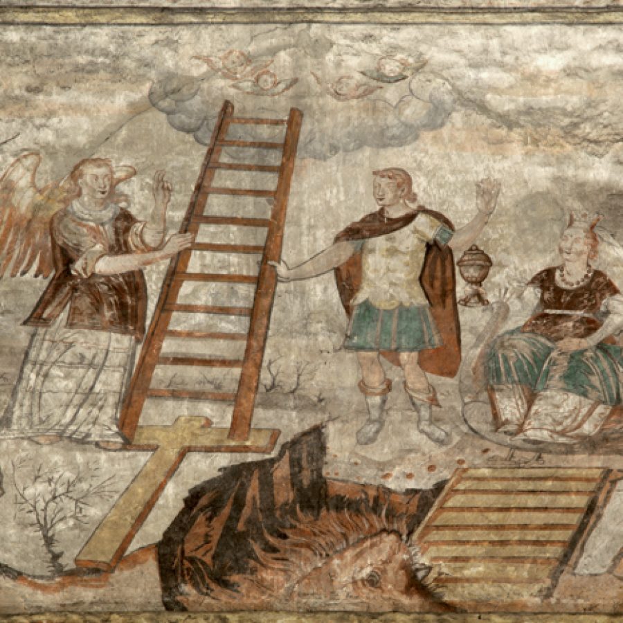 Drabina do Nieba, malowidło ścienne, ok. 1643 r., z kościoła p.w. św. Tomasza w Nowym Mieście Lubawskim