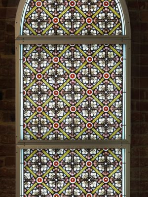 Witraż dywanowy, XIX w. z nieistniejącego kościoła p. w. św. Andrzeja w Ornecie Muzeum Mikołaja Kopernika we Fromborku